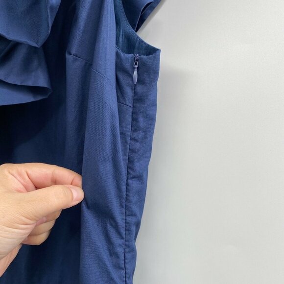 Pomander Place Tuckernuck Navy Blue Ruffle Jo Dress Midi/Maxi Tiered V-Neck XS - Picture 4 of 7